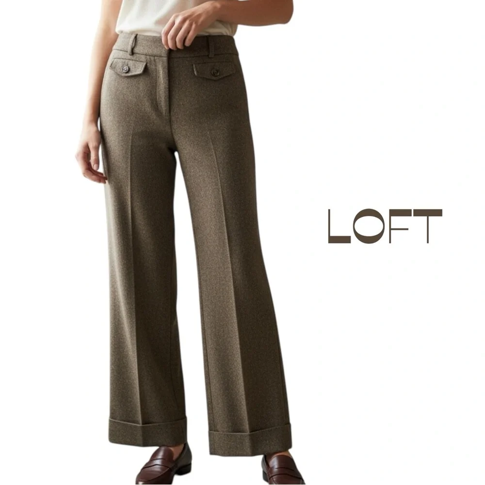LOFT Brown Tan Wide Leg  Dress Pants Size 4